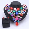 Afrikanische Perlen Schmuck Sets Für Frauen Zubehör Hochzeit Braut Strass Kristall Blume Aussage Halskette Ohrring Schmuck Set