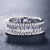 Victoria Wieck Luxusschmuck 925 Sterling Silber Princess Cut Weißtopas CZ Diamant Damen Hochzeit Verlobungsring als Geschenk für Liebhaber