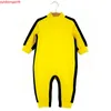 Gongfu manga comprida confortável simples amarelo bebê verão romper jumpsuit hot moda nova roupa infantil