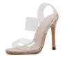 Hot Sale-Concise ankle clear transparent high heel sandals women shoes 2017