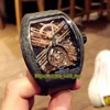 eternity Super qualità VANGUARD SKELETON V 45 T SQT NR Real Tourbillon Orologio automatico da uomo Cassa in fibra di carbonio Quadrante scheletrato Orologi sportivi