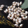 10pcs Gold Plated Copper Frame Edge Pearl Connector Double Bail Loose Beads, Natural Irregular Freshwater Pearl Charm, 15-40mm Long Approx