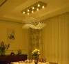Samtida Crystal Rektangel ljuskrona Rain Drop Crystal Ceiling Light Fixture Wave Design Flush Mount för matsal myy