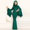 2020 Sirena de lujo Árabe Largo Vestidos de noche Sheer Jewel Cuello Capado Lentejuelas Largo Piso Medio Oriente PROM Formal Vestidos