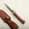 Coltello dritto di sopravvivenza fatto a mano puro di alta qualità Coltello dritto a punta di goccia in acciaio a mille strati Manico in legno con fodero in pelle