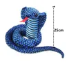 Realistisk fylld Cobra Body Curled Dolls Plush Snake Toys Tricky Toy Presenter för Barn Blue Green Brown 10 "