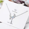 925 Sterling Silver Colorful Moonstone Clavicle Chain Necklace Silver Moon Zircon Tassel Necklace Jewelry For Women S-N508