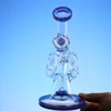 Newest Double Recycler Heady Glass Bong Slitted Donut Perc Sidecar Water Pipes Unique Bongs Green Purple Oil Dab Rigs With Bowl