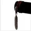 Модное мужское кожаное колье-колье, винтажное ожерелье с орлиным пером, коричневый шнур, регулируемый 4080 см, панк-рок, микро-мужские подарки3257552