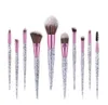 10 sztuk Makijaż Szczotki Zestaw Diamentowy Brokat Kryształ Uchwyt Mieszający Fundacja Proszek Eyeshadow Brwi Brush Brush Beauty Make Up Tools