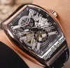 Yeni Koleksiyon Vanguard V45 Rose Gold Siyah İç Beyaz İskelet Kadran Tourbillon Otomatik Erkek Saat Siyah Kauçuk Beyaz Çizgi Puretime 161d4