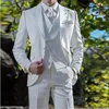 Nouveau Design élégant bouton One White Tuxedos de marié de mariage Peak Lapel Groomsmen hommes dîner Blazer Costumes (veste + pantalon + gilet + cravate) 490
