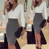 Office Lady Elegant Klänning Kvinnor Formell Business Stretch Evening Slim Pencil Dress Fashion Plaid Patchwork Party Dresses Vestido1