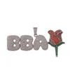 Neue Art-kundenspezifischer Buchstabe-Name mit Rosen-Blumen-Anhänger-Halskette mit Seil-Ketten-Charme-Herren-CZ-Hip-Hop-Schmuck mit Gold-Silber-Tennis-Kette