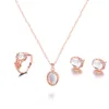 Opal Jewelry Sets For Woman Pendant Necklaces Choker Water Drop Earrings & Ring Gold Color Bohemia Wedding Jewelry Gifts