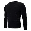 2020 new designer mens solid sweater fashion round neck hole knit cotton sweaters jumper slim fit pullover sweater Euro size