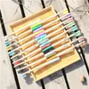 Rainbow Bamboo Toothbrush 17 Colors Round Bamboo Handle Black Bristle Adult Tandenborstel Wooden Handle Low carbon Toothbrush3289896