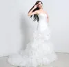 Abiti bianchi eleganti arruffato tesoro una linea organza lunghezza lunghe feste di nozze sposa da donna abiti da sposa abiti hy4204