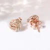 Authentic 925 Sterling Silver Sparkling Love Knot Earrings Original box for Pandora 18K Rose gold luxury designer Stud earrings sets