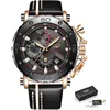 Lige Orologi da uomo Top Brand di lusso Orologio sportivo militare da uomo Orologio analogico al quarzo in pelle nera Impermeabile Relogio Masculino + scatola Y19062004