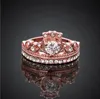 로즈 골드 도금 링 마이 프린세스 티아라 유럽 스타일의 보석 여성을위한 매력 크라운 약혼 반지