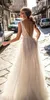 BERTA BRIDE 2024 레이스 웨딩 드레스 등이없는 깊은 v 목 레이스 아플리케이 보헤미안 신부 가운 환상 바디 툴리 웨딩 드레스
