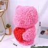 Hot Sale 40cm Bear of Roses Artificial Flowers Home Wedding Festival DIY Cheap Wedding Decoration Gift Box Wreath Crafts