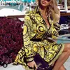 Fashion-sexy Paisley Vintage Print Gold Women Holiday Beach Casual Dress Summer Elegant Short Party Club Large Size