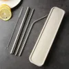 Reusable Metal Drinking Straws Stainless Steel Sturdy Bent Straight Drinks Straw with Cleaning Brush Bar Party Accessory JK2007XB