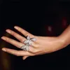 خمر زهرة الورقة حلقة الهدايا وضع الماس CZ Sona Stone 925 Sterling Silver Party Band Band Rings for Women Finger Jewelry305b