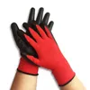 ガーデン労働保護ナイロングローブ1ペアニトリルコーティング作業用手袋防止耐摩耗性 - 赤