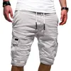 Hommes jean couleur unie Cargo Shorts hommes 2021 hommes décontracté mâle travail ample homme cordon cinquième pantalon grande taille1