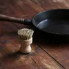 Kitchen Sisal Palm Brush Round Handle Bamboo Wooden Cleaning Scrubbers for Washing Cast Iron Pan Pot3477704