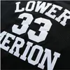 NCAA Lower Merion 33 Bryant Jersey College 남자 고등학교 농구 Hightower Crenshaw 44 빨간색 흰색 블랙 블루 스티치 Swen Gianna Maria Onore 2 Gigi 셔츠