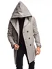 Wool Mens inverno revestimento do outono Mens Longo Trench Brasão de algodão Casual lã Men Overcoat Mens casacos e jaquetas Asian S-3XL