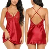 Mulheres sexy sleepwear renda noite vestido sólido estiramento bodycon mini vestido sleepshirts lingerie sexy roupa de dormir