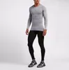 Men's sports running T -shirts long sleeves stretch compression quick-drying tees stitching mesh breathable T-shirt size S-3XL