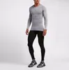 Heren sport running T-shirts lange mouwen stretch compressie sneldrogende tees stiksels mesh ademend T-shirt maat S-3XL