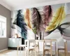 3d muur papier kleine verse licht luxe veer abstracte rook woonkamer sofa achtergrond muur schilderij HD wallpaper