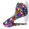 Hot Sale-2018 Newest High Heel Pumps Crystal Embellished Platform Shoes Woman Rainbow Wedding Heels Sexy Rhinestones Heels Shoes