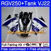 Corps Rothmans Bleu + Réservoir Pour SUZUKI RGV250 VJ22 1988 1989 1990 1991 1992 1993 307HM.50 RGV-250 VJ21 RGV 250 88 89 90 91 92 93 Kit de carénage