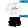 Summer Women's Set Korean Style Kpop Stray Kids Short Sleeve Crop Top + Shorts Sweat Suits Women Tracksuits Two Piece Outfit