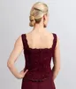 Mother Of The Bride Dresses With Lace Jacket Beaded Off Shoulder Zipper Back Evening Gowns Burgundy Lace Mother Bride Dresses