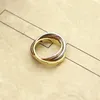 Europe America Fashion Brand Jewelry Lady Titanium Steel Three Color Circles Ca Letter Inside outside Lettering 18K Gold Rings Size 5-10