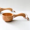 Rissked Trä Dipper Vatten Ladle Beech Wood Japansk stil Mätande Bastu Utensils Kök Tool Naturligt liv