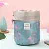 Barrel Shaped Cosmetic Bags Large Capacity Drawstring Travel Dresser Pouch Xford Fabric Flamingo Print Organizer Storage Bags 9colors ZYQ130