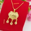 Adorabile collana con ciondolo lucchetto per bambini, regalo per bambini, in oro giallo 18 carati, con ciondolo alla moda