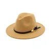 Mode-t jazz pet hoed brede rand panama fedora hoeden met lederen band ijzeren hoepel mannen vrouwen unisex trilby kerk formele hoge hoed