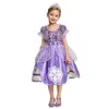 Varm Försäljning! Pärlor Beading Princess Sofia Klänning för tjejer Mesh Bodice Clothers Den första Party Ball Gown Cosplay Costume Child Halloween outfit