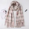 Fashion-Scarves Höst Vinter Ny Kvinnlig Ull Plaid Scarf Lady Wide Lattices Long Shawl Wrap Blanket Warm Tippet